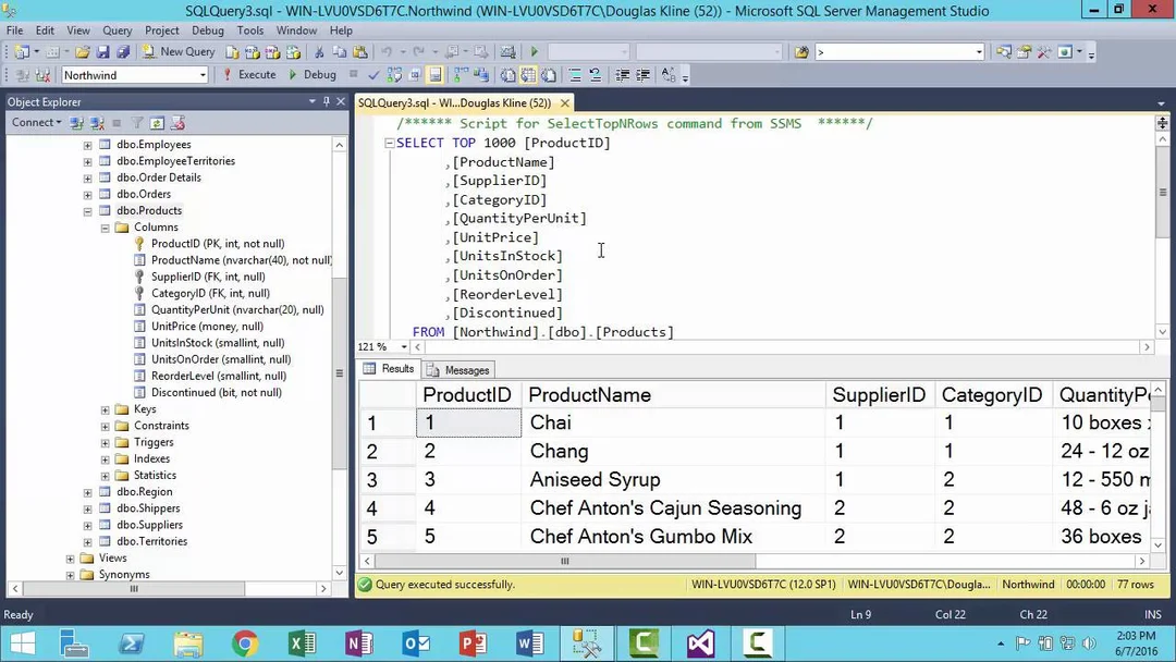 لقطة شاشة SSMS 3