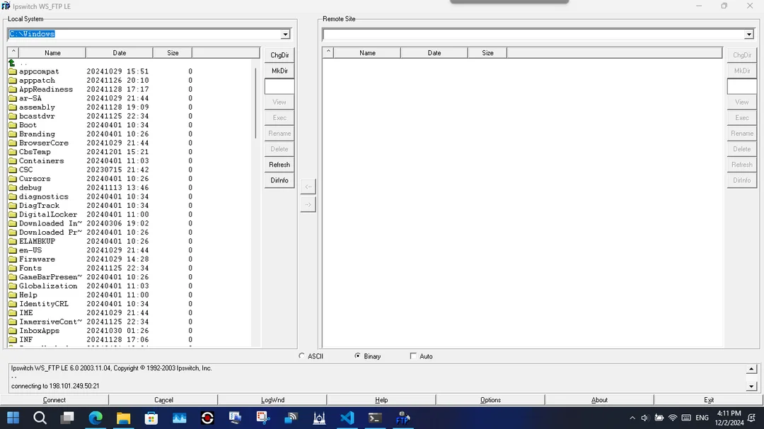 لقطة شاشة WS_FTP LE 2