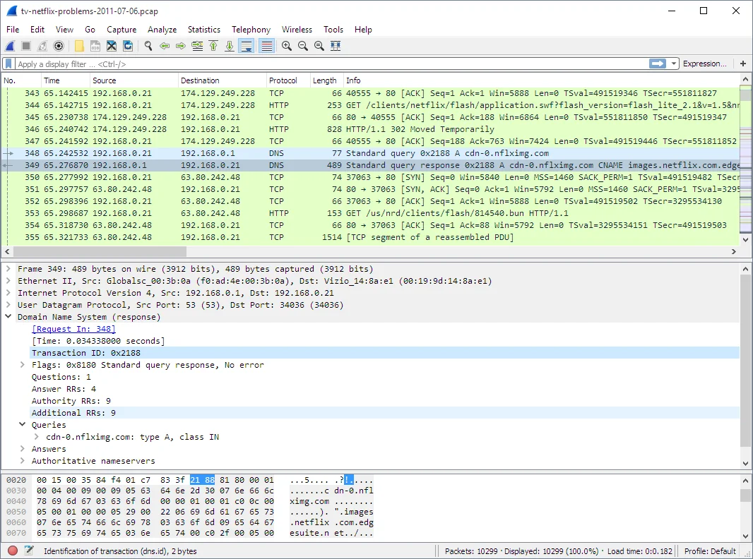 لقطة شاشة Wireshark 1