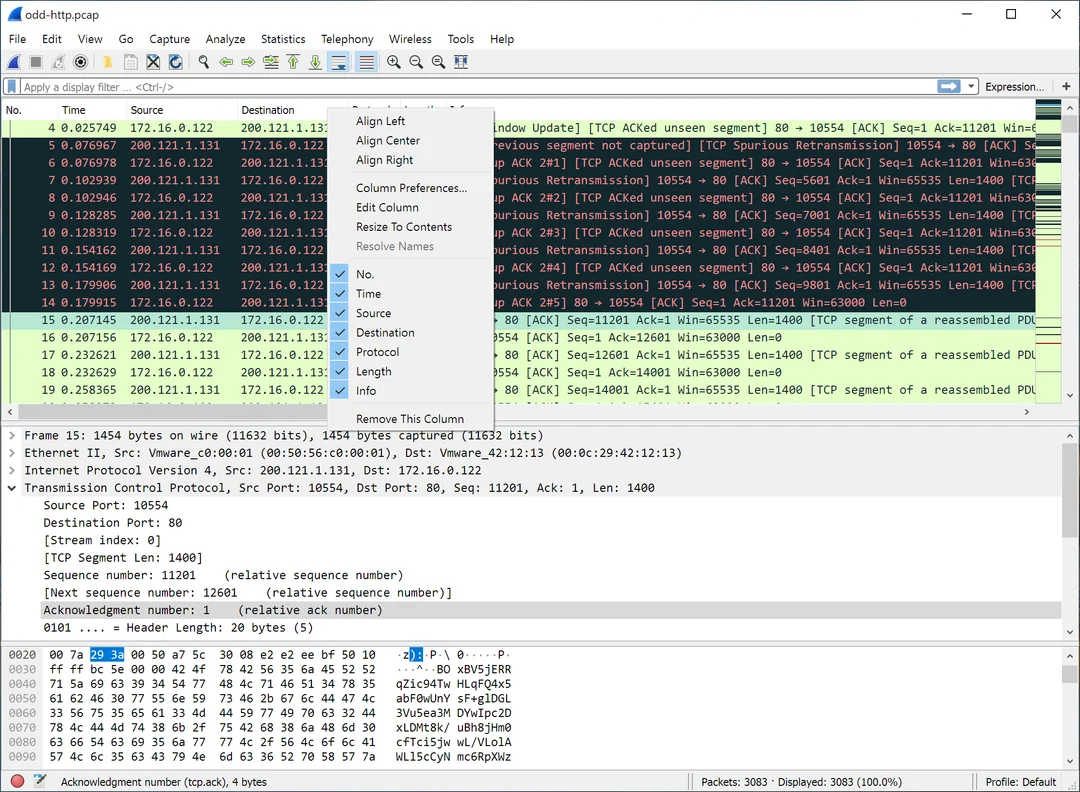 لقطة شاشة Wireshark 2