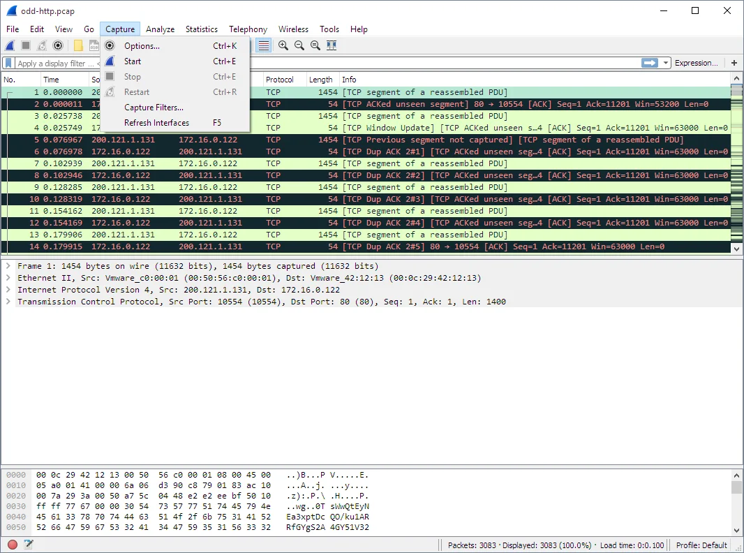 لقطة شاشة Wireshark 3