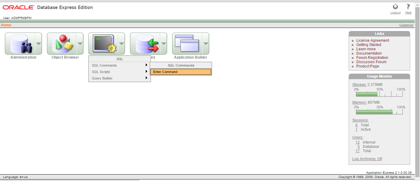 لقطة شاشة Oracle 1