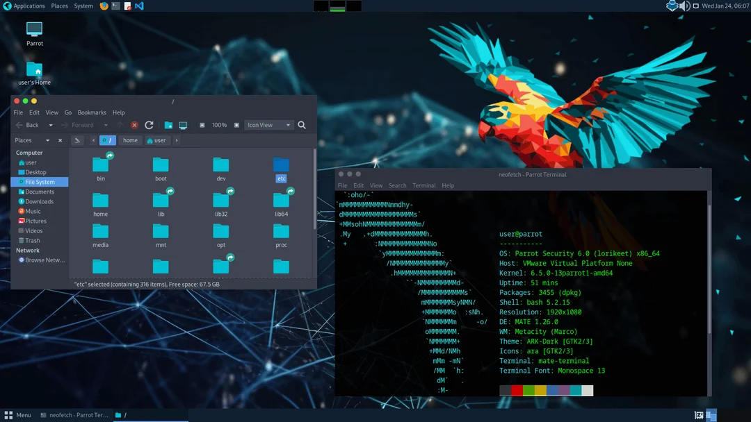 لقطة شاشة Parrot Security 3